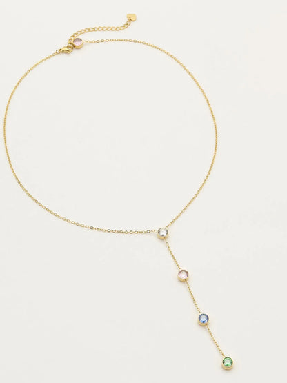 18K Gold-Plated Stainless Steel Zircon Y-Drop Necklace - Treasured Gift's & More