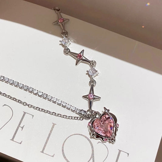 Sweet And Cool Pink Love Diamond Necklace - Just $10.32! Shop now at Treasured Gift's & More