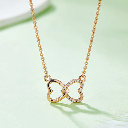 Moissanite 925 Sterling Silver Heart Bow Necklace - Treasured Gift's & More