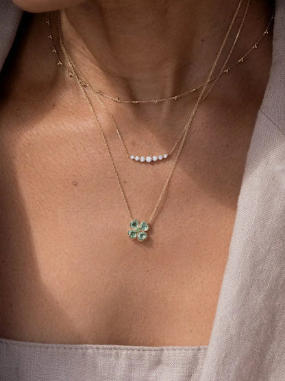 Stainless Steel Zircon Lucky Clover Pendant Necklace - Treasured Gift's & More