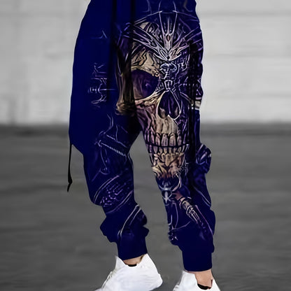 Halloween Skull Print, Men's Drawstring Sweatpants