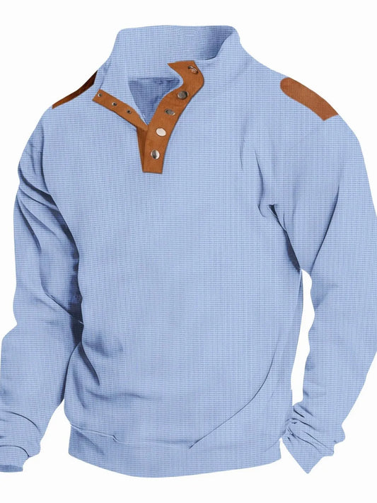 Men's Full Size Stand Collar Long Sleeve Polo Plus Size - Treasured Gift's & More