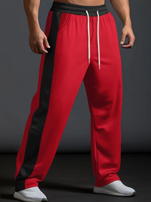 Men's Full Size Drawstring Contrast Wide Leg Pants Plus Size - Treasured Gift's & More