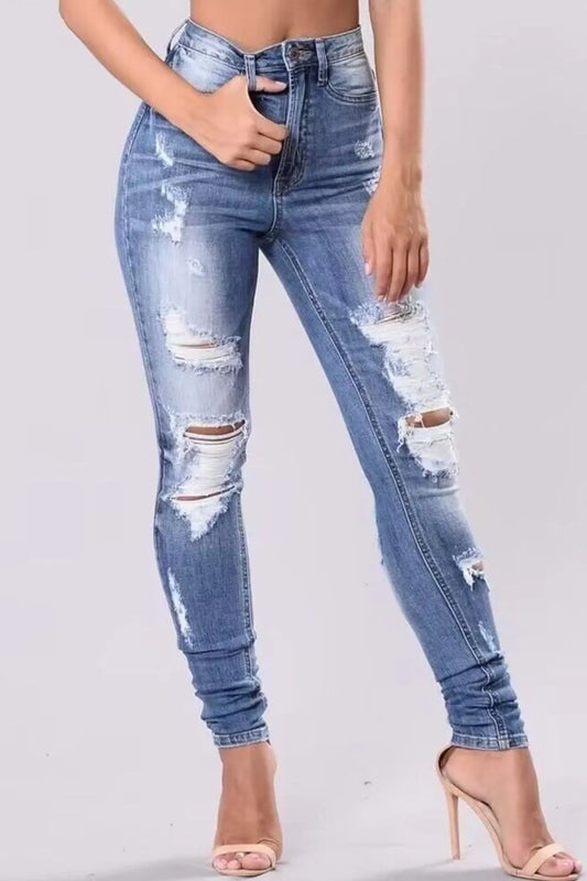 Full Size Distressed Skinny Jeans Plus Size - Treasured Gift's & More