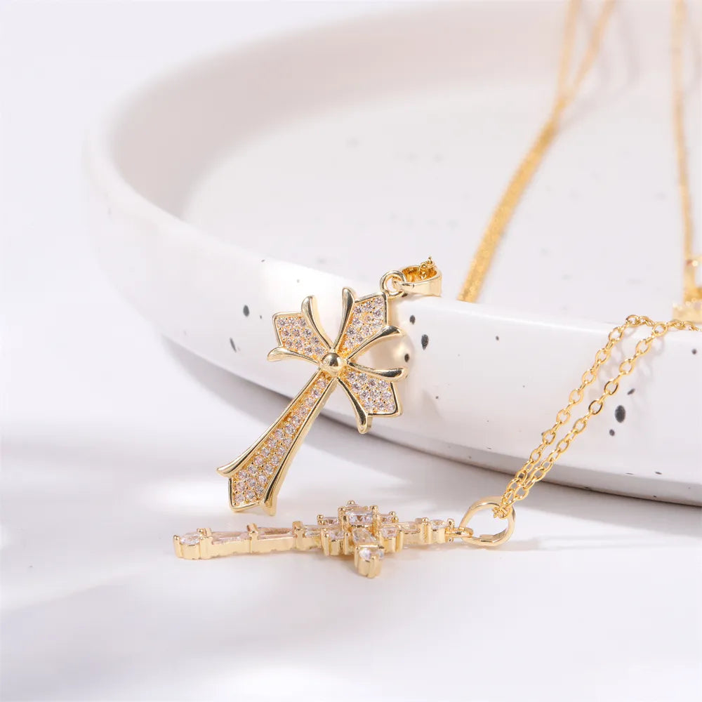 Stainless Steel Inlaid Zircon Cross Necklace - Treasured Gift's & More