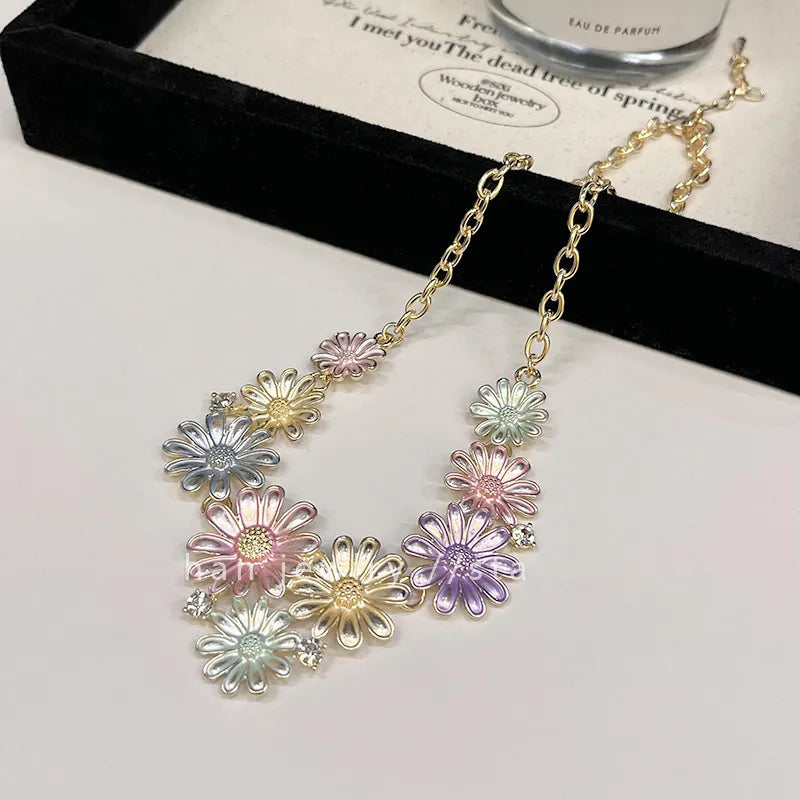 Alloy Rhinestone Daisy Necklace - Treasured Gift's & More