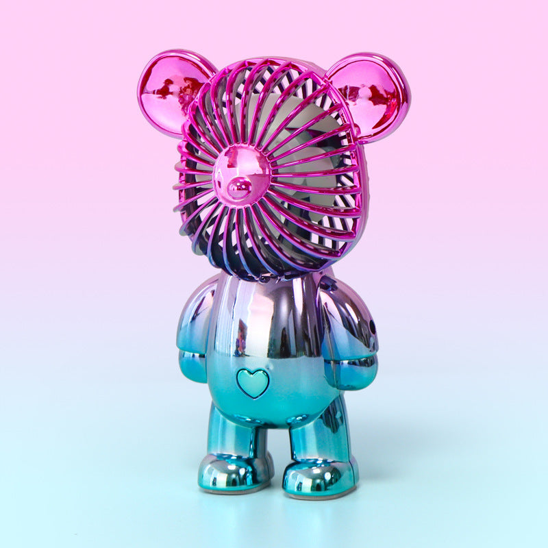New Colorful Gradient Electroplating Bear Electric Fan - Just $18.32! Shop now at Treasured Gift's & More
