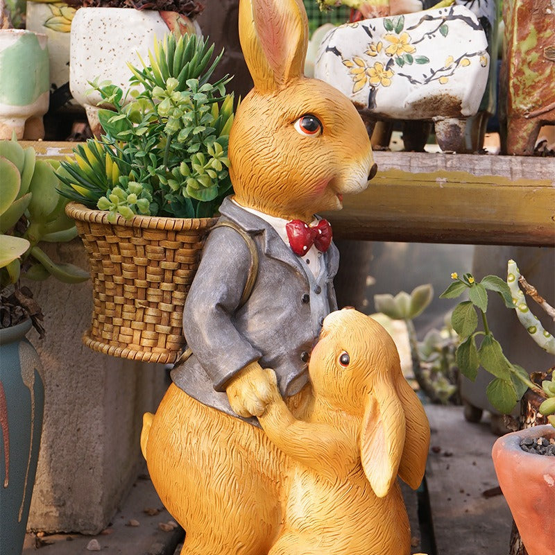 Rabbit flower vat resin cute sculpture garden decorations - Just $48.85! Shop now at Treasured Gift's & More