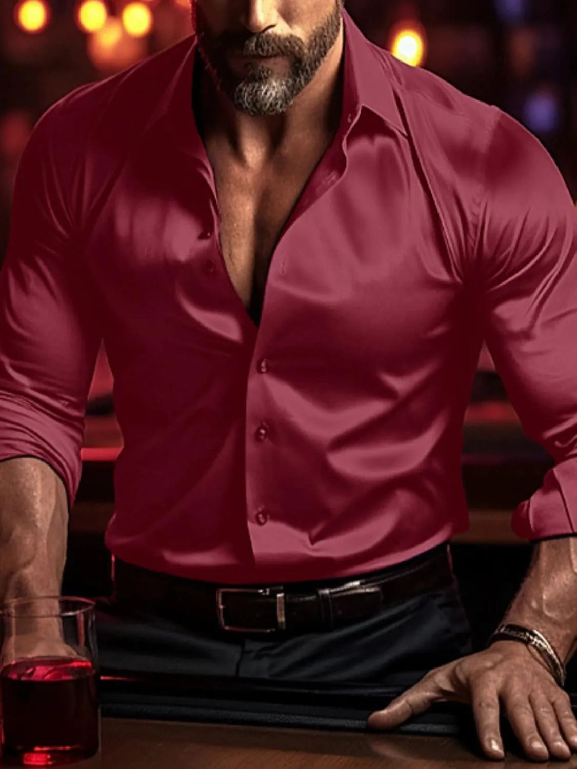 Men's Full Size Collared Neck Long Sleeve Shirt Plus Size - Treasured Gift's & More