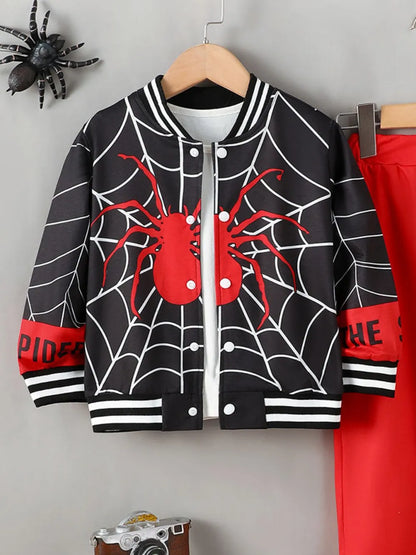 Spider Baseball Collar Top and Pants Set - Treasured Gift's & More