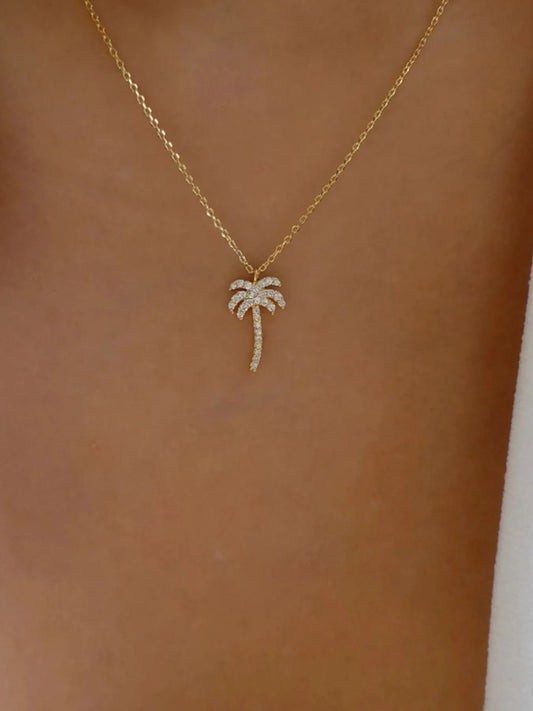 Zircon Palm Tree Pendant Necklace - Treasured Gift's & More