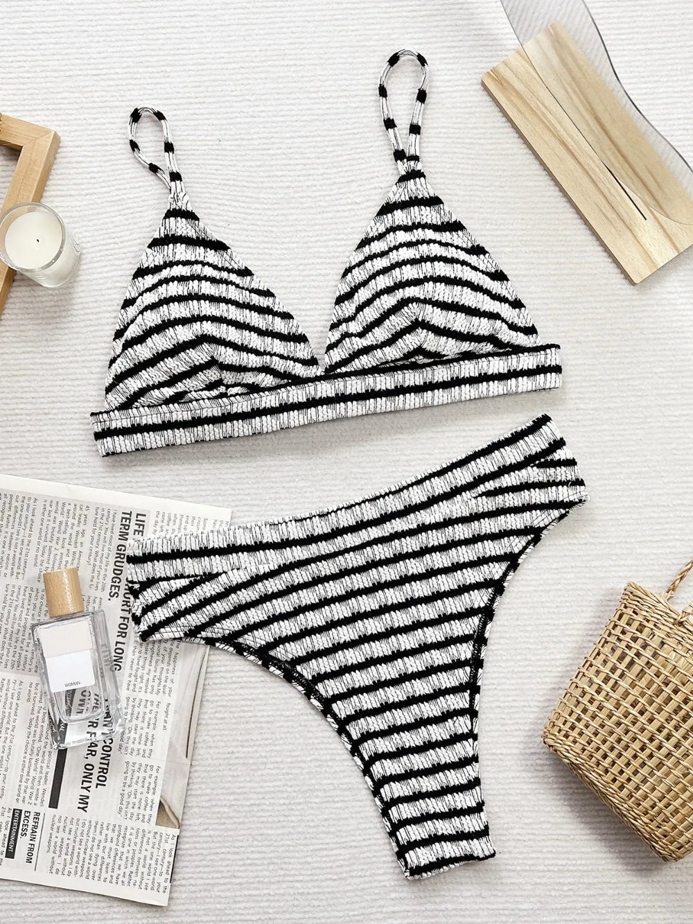 Striped V-Neck Two-Piece Swim Set - Treasured Gift's & More