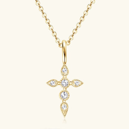 925 Sterling Silver Moissanite Cross Pendant Necklace - Treasured Gift's & More