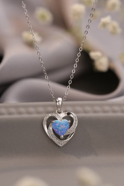 Opal Heart Pendant Necklace - Treasured Gift's & More