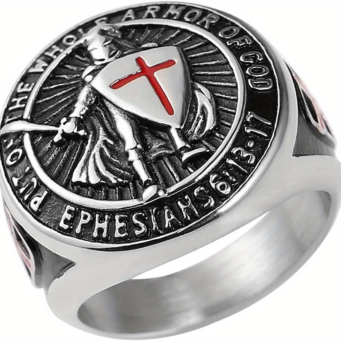 Stainless Steel Vintage Knight Templar Ring