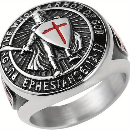 Stainless Steel Vintage Knight Templar Ring