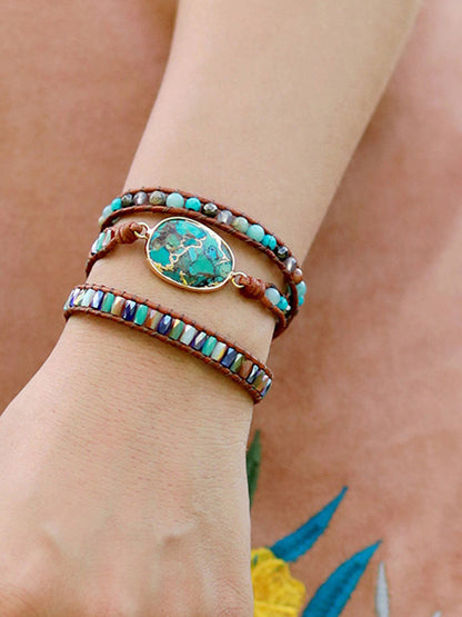 Triple-Layer Natural Stone Bracelet - Treasured Gift's & More