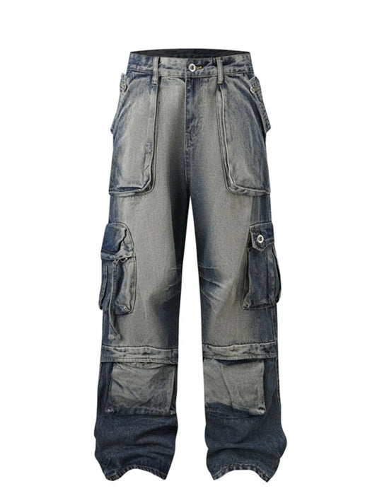 Men's Full Size Washed Cargo Jeans Plus Size - Treasured Gift's & More