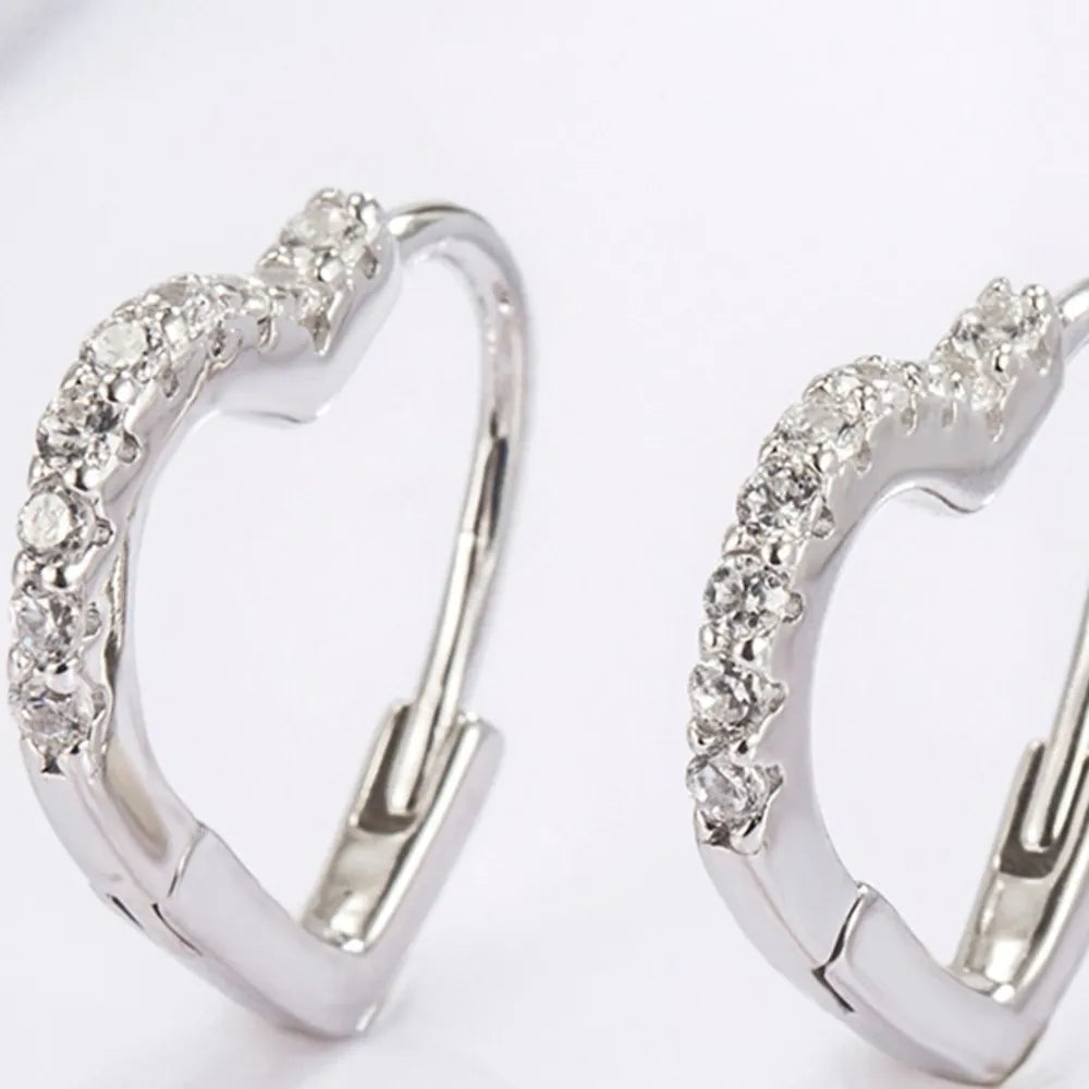 925 Serling Silver Zircon Heart Shape Earrings - Treasured Gift's & More