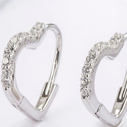 925 Serling Silver Zircon Heart Shape Earrings - Treasured Gift's & More