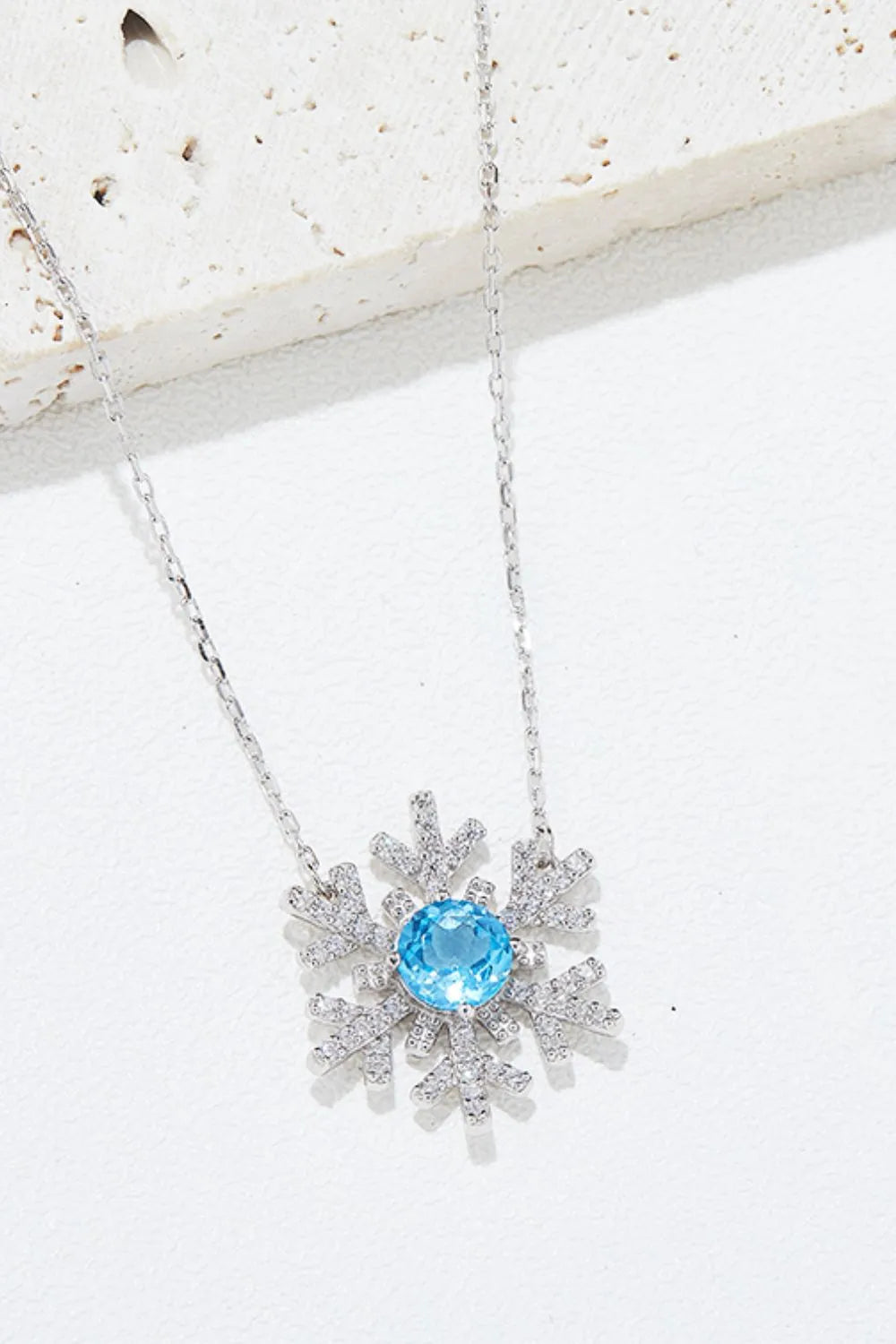 925 Sterling Silver Topaz Snowflake Shape Necklace - Treasured Gift's & More