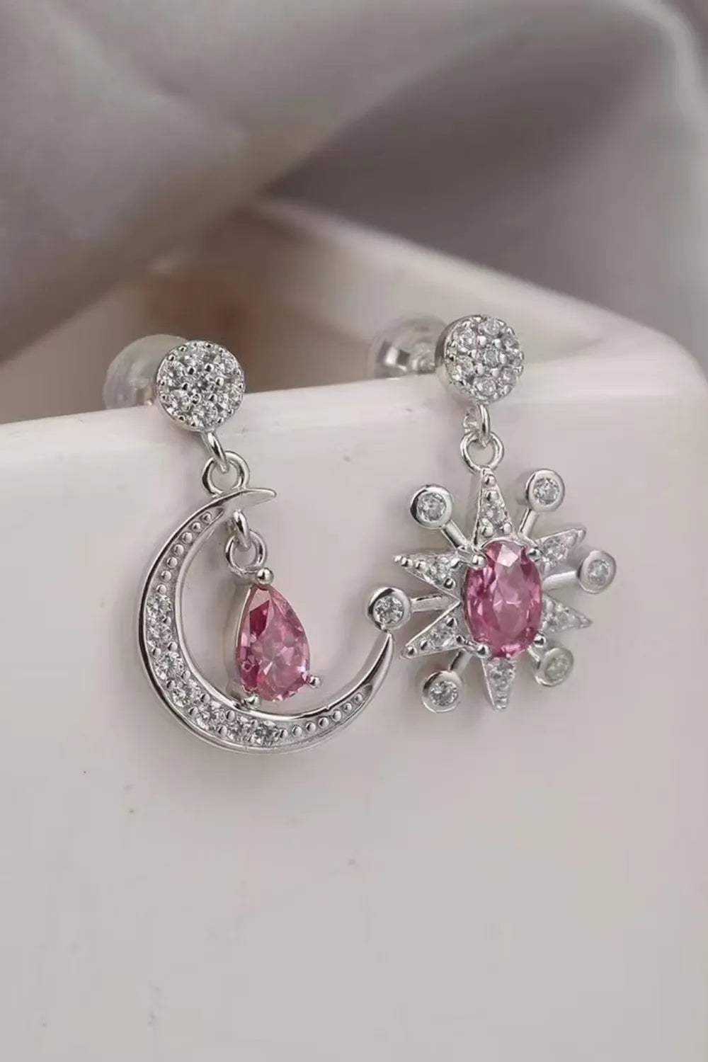 1 Carat Moissanite 925 Sterling Silver Moon & Star Earrings - Treasured Gift's & More