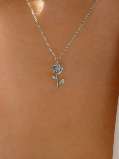 Alloy Rose Pendant Necklace - Treasured Gift's & More