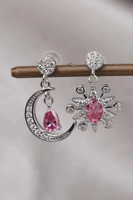 1 Carat Moissanite 925 Sterling Silver Moon & Star Earrings - Treasured Gift's & More
