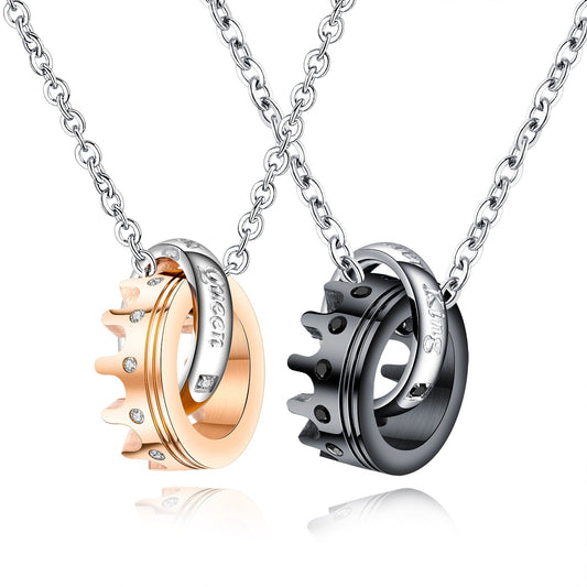 His Queen Her King Titanium Couples Necklace - Just $14.40! Shop now at Treasured Gift's & More