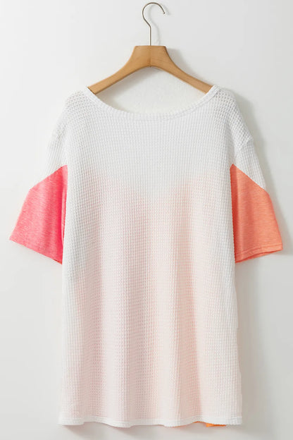Plus Size Color Block Round Neck Short Sleeve T-Shirt - Treasured Gift's & More