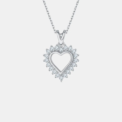 Moissanite 925 Sterling Silver Heart Pendant Necklace - Treasured Gift's & More
