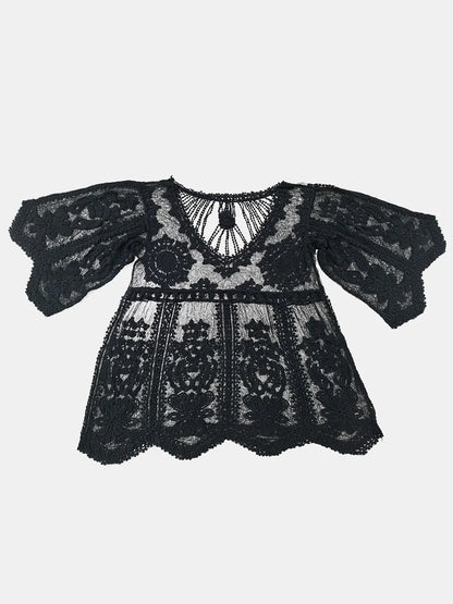 Lace Round Neck Cover-Up - Treasured Gift's & More