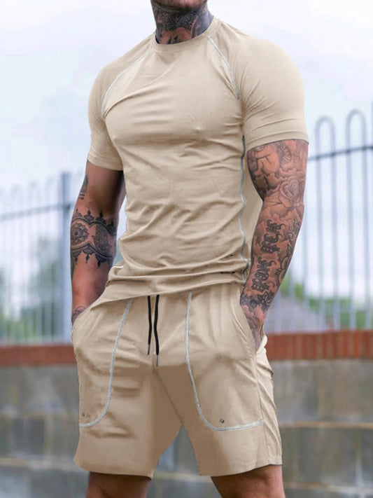 Men's Full Size Round Neck Short Sleeve T-Shirt and Shorts Set Plus Size - Treasured Gift's & More