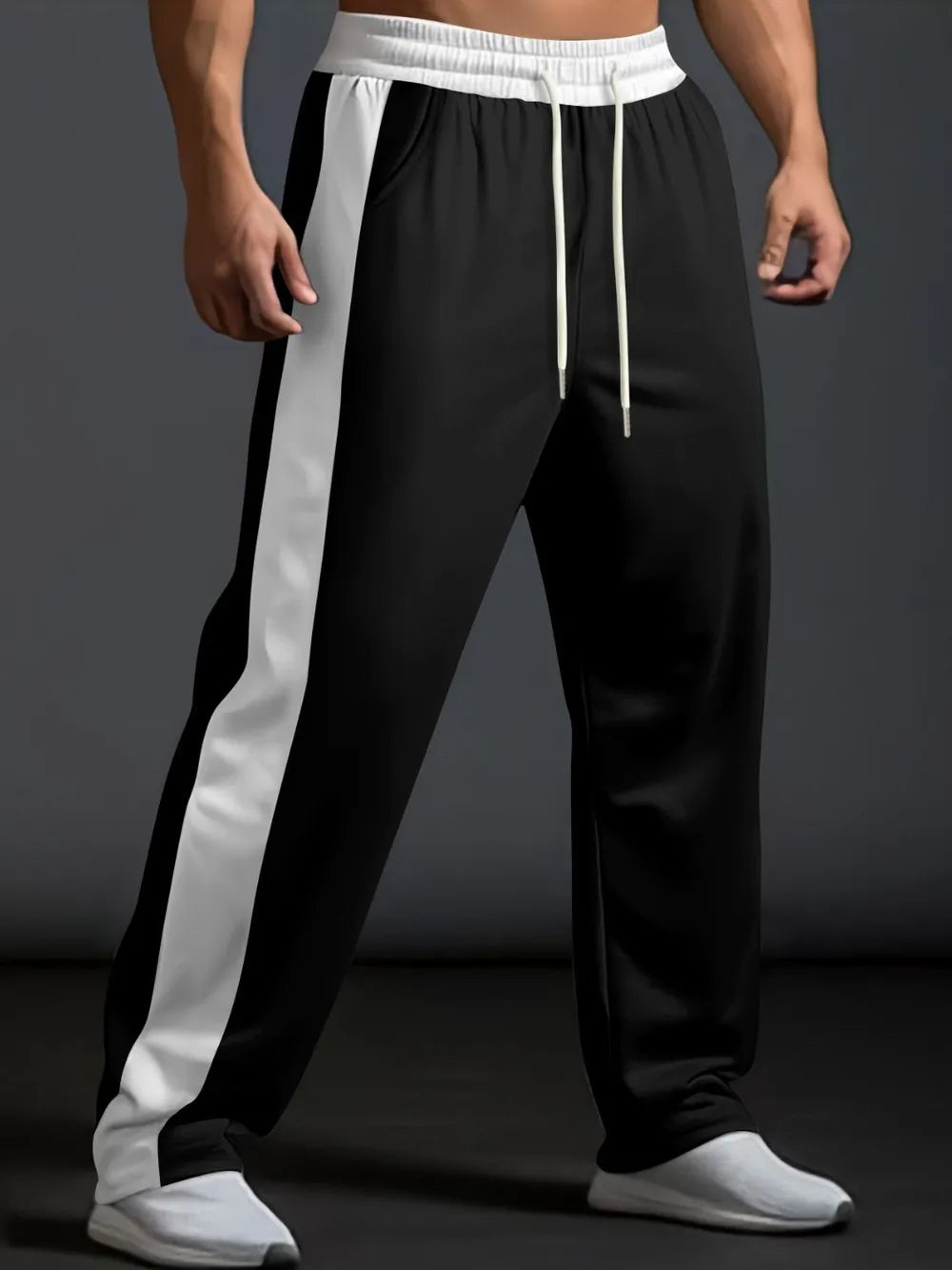 Men's Full Size Drawstring Contrast Wide Leg Pants Plus Size - Treasured Gift's & More