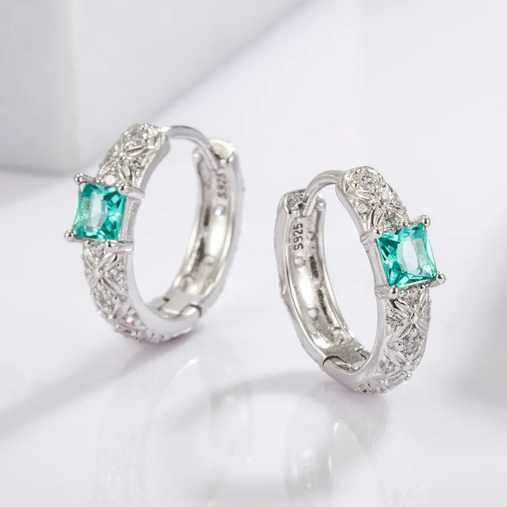 925 Sterling Silver Inlaid Zircon Earrings - Treasured Gift's & More