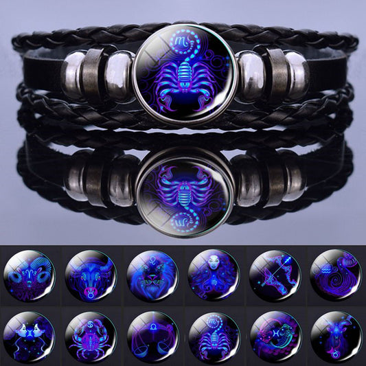 12 Constellations Beaded Glow Leather Bracelet - Just $9.44! Shop now at Treasured Gift's & More
