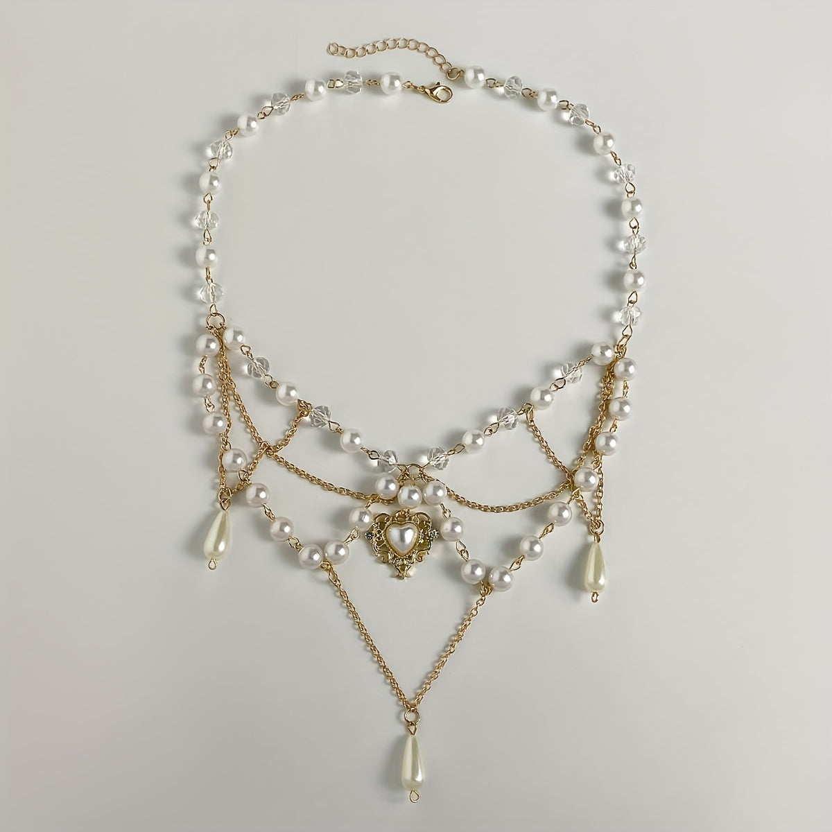 Crystal Hollow Love Heart Pendant Necklace