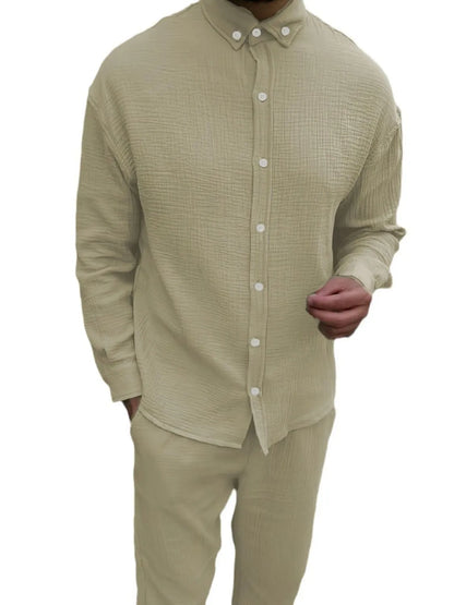 Men's Button Down Long Sleeve Shirt and Pants Set - Treasured Gift's & More