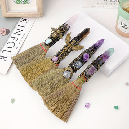 1PC Natural Crystal Point Wand Small Broom Tools