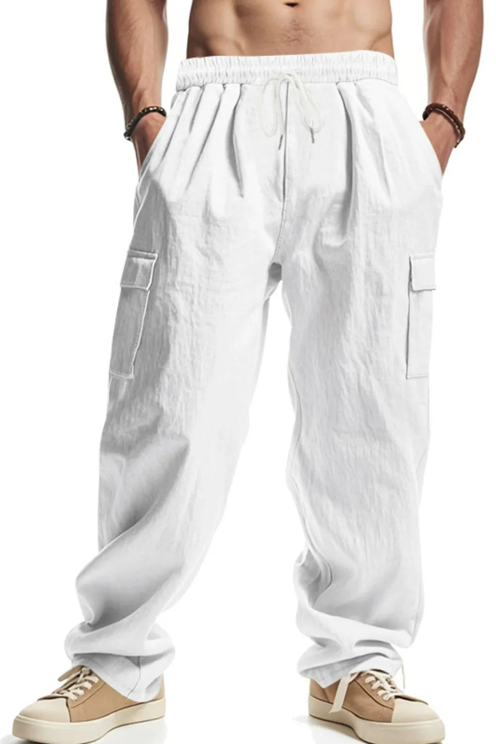 Men's Full Size Drawstring Pants with Pockets Plus Size - Treasured Gift's & More