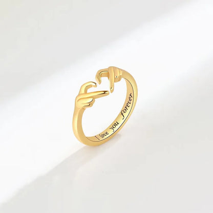 Hand Heart Shape 925 Sterling Silver Open Ring - Treasured Gift's & More