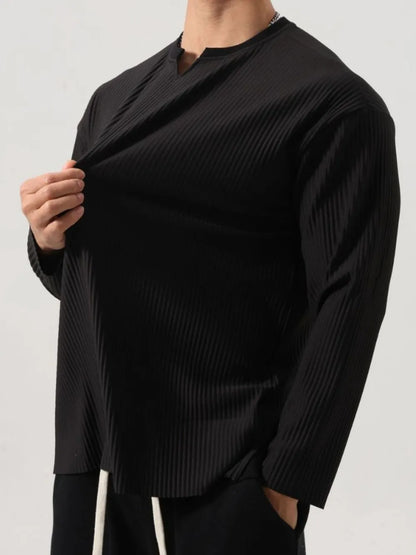 Men's Plus Size Notched Long Sleeve Top - Treasured Gift's & More