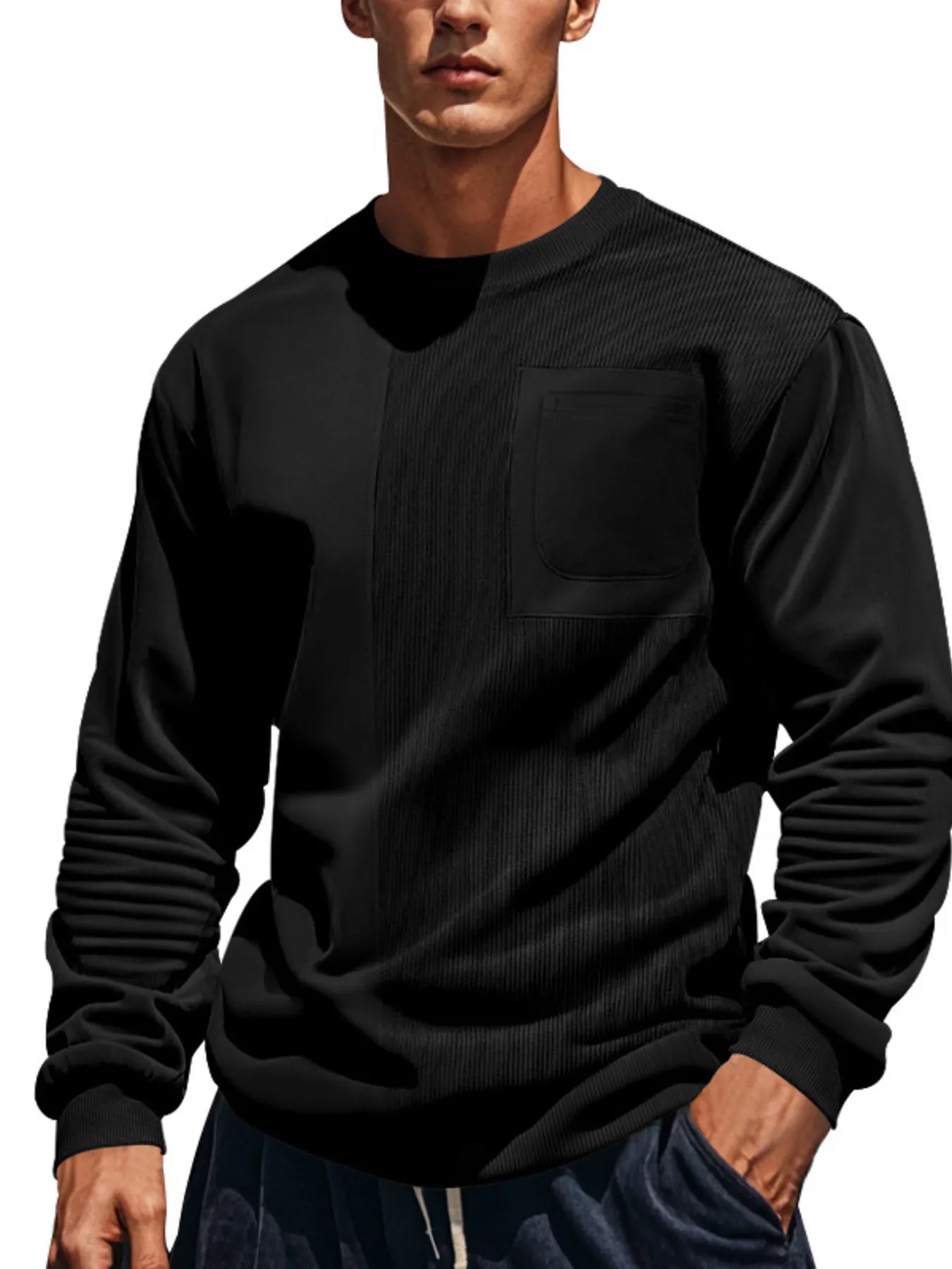 Men's Full Size Round Neck Long Sleeve Sweatshirt Plus Size - Treasured Gift's & More