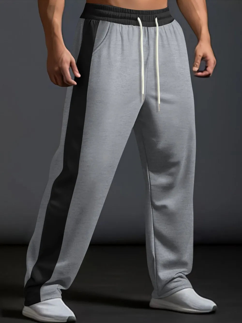Men's Full Size Drawstring Contrast Wide Leg Pants Plus Size - Treasured Gift's & More