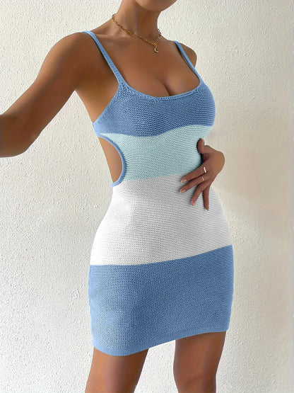 Color Block Scoop Neck Cover Up Dress - Treasured Gift's & More