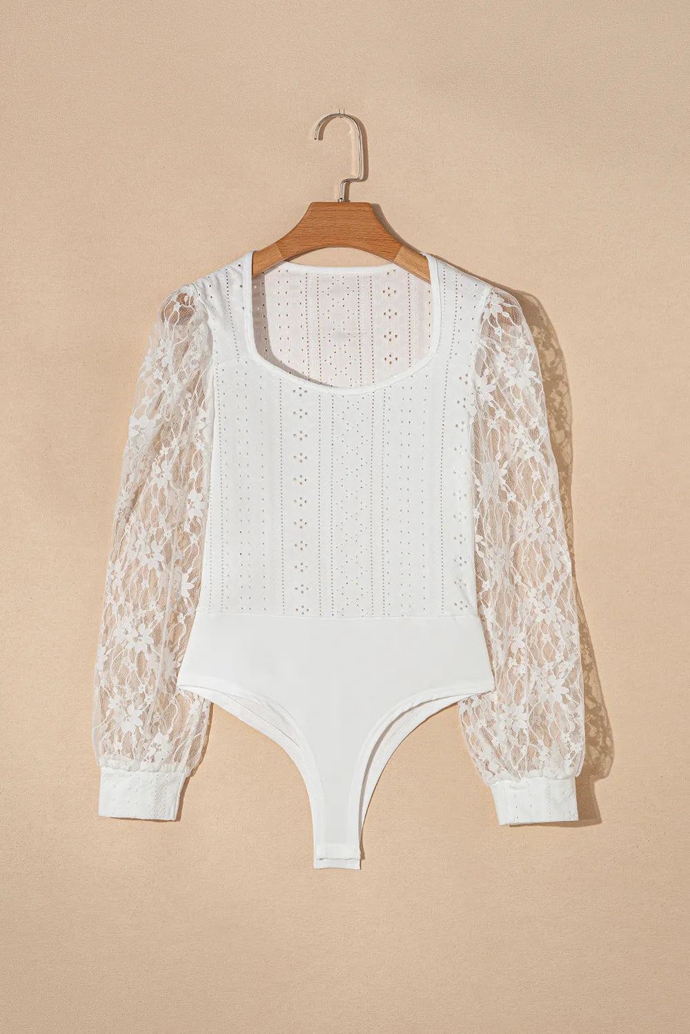 Eyelet Lace Long Sleeve Bodysuit - Treasured Gift's & More