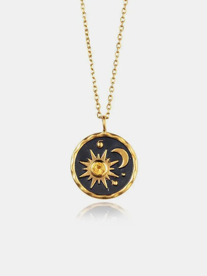 Alloy Inlaid Zircon Sun & Moon Necklace - Treasured Gift's & More