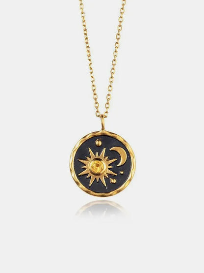 Alloy Inlaid Zircon Sun & Moon Necklace - Treasured Gift's & More