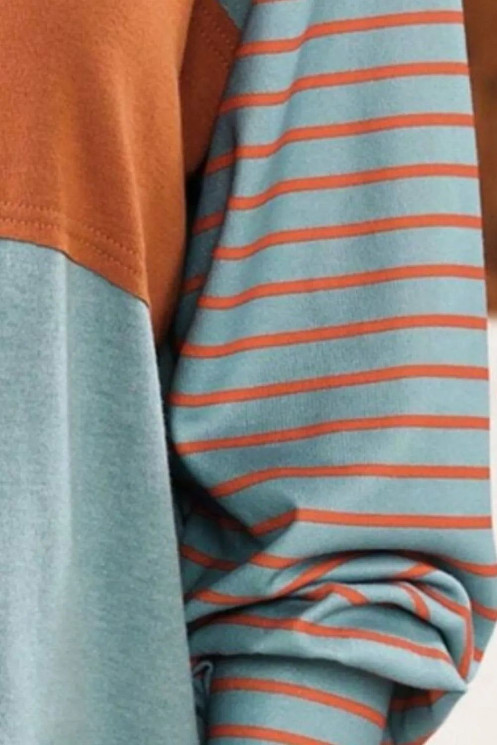 Round Neck Striped Long Sleeve Slit T-Shirt - Treasured Gift's & More