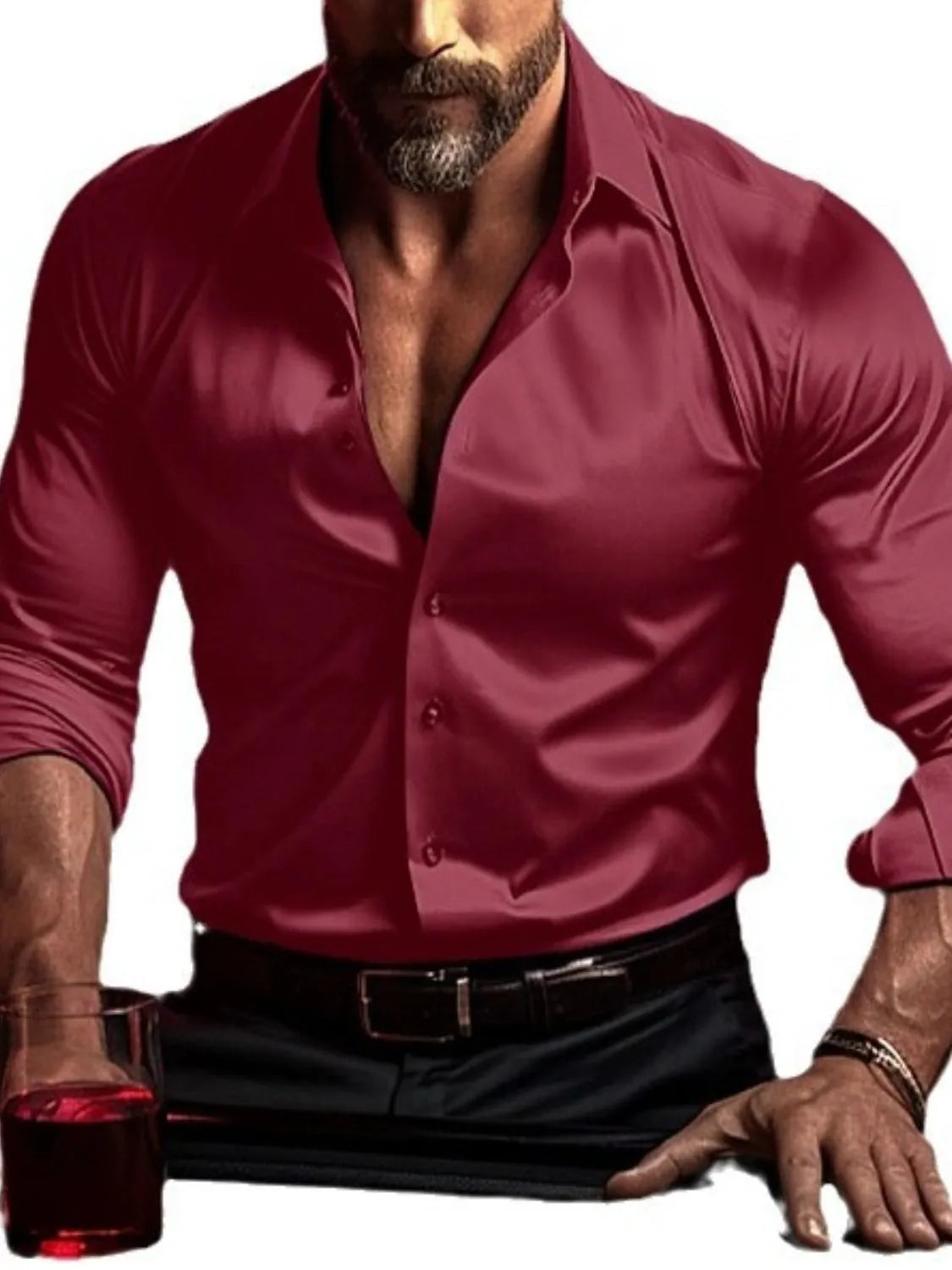 Men's Full Size Collared Neck Long Sleeve Shirt Plus Size - Treasured Gift's & More